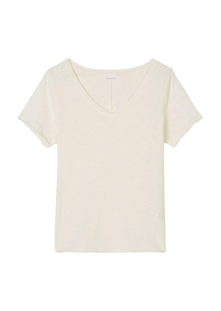 V-Neck-T-Shirt regular Weiß S