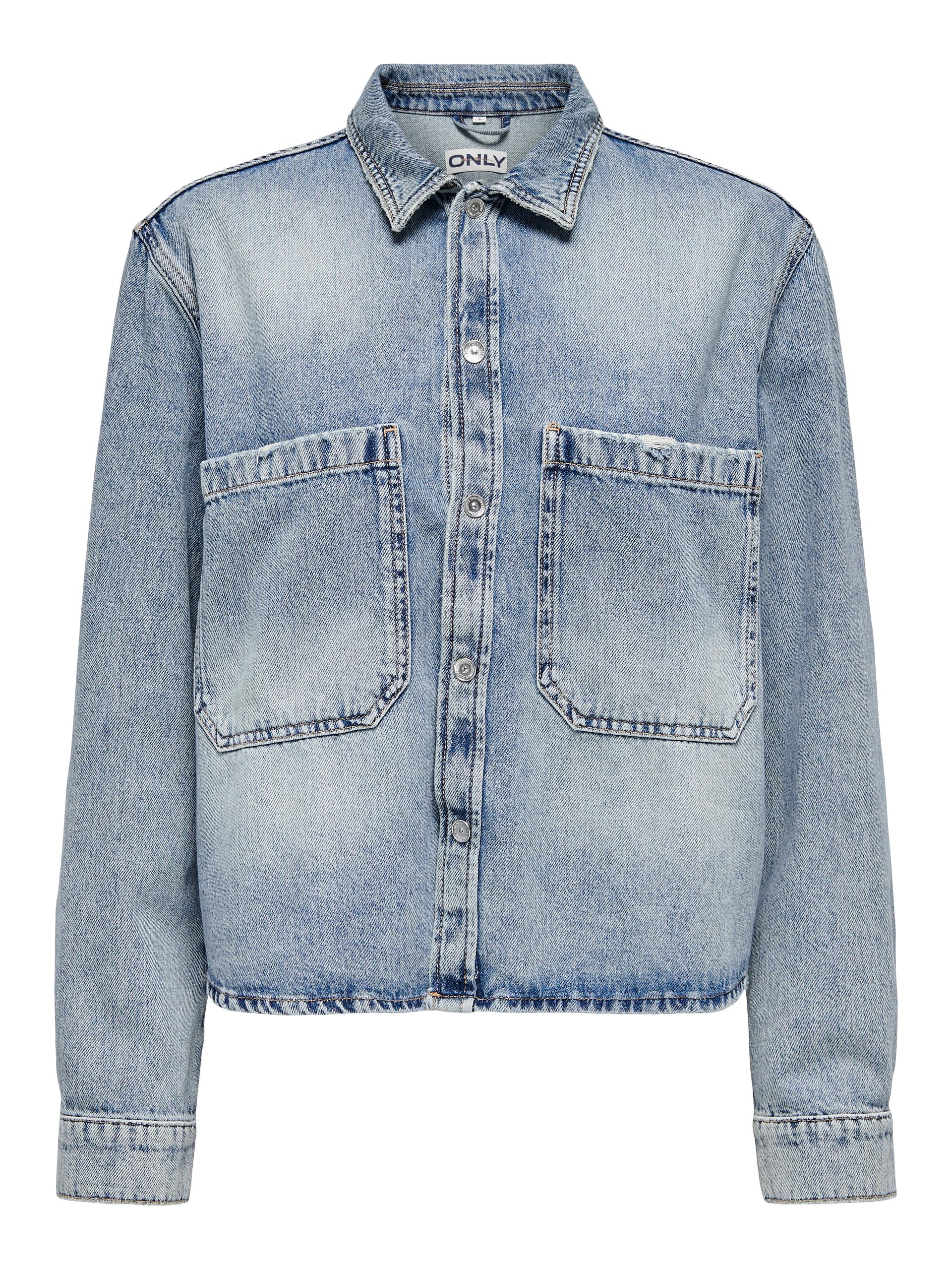 ONLCASSIE LS OVS DNM SHIRT DOT NOOS L Locker geschnitten - Light Blue Denim