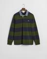 Gestreiftes Heavy Rugger mit Chambray-Kragen L - Country Green