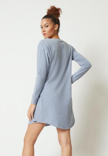 Skiny Damen Sleepshirt langarm Night In Mix & Match Blau 40