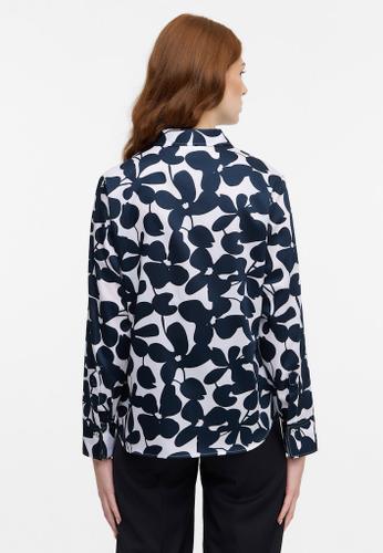 Bluse Satingewebe Langarm Blau 42/Langarm