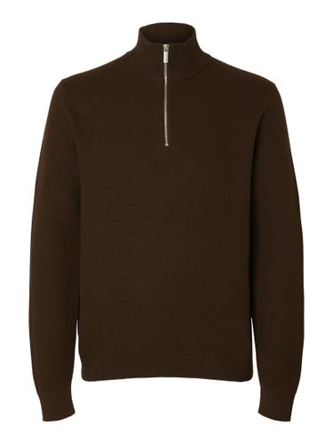 SLHDANE LS KNIT STRUCTURE HALF ZIP NOOS L Normal geschnitten - Demitasse