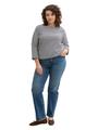 Plus Size - Langarmshirt mit Knopf-Details 54 Loose Fit - Offwhite Navy Regular Stripe