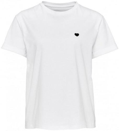 OPUS T-Shirt »Serz« mit kleiner Herz-Stickerei - Weiß / 44