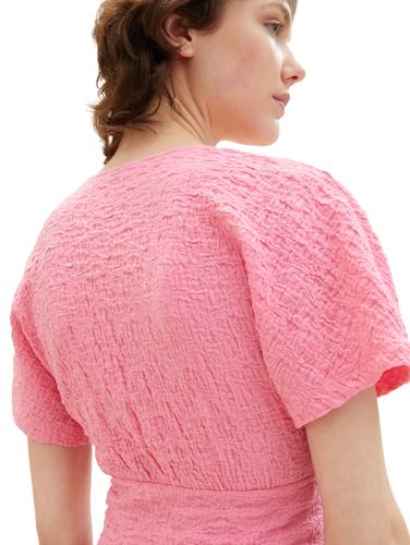 crinkle blouse t-shirt M Slim Fit - Fresh Pink