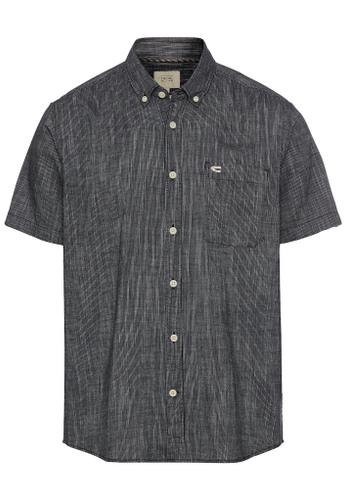 Kurzarmhemd mit Strukturmuster Blau XL