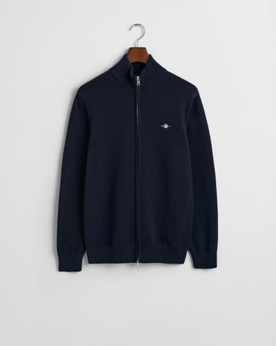 Casual Cotton Strickjacke mit Reißverschluss Blau M