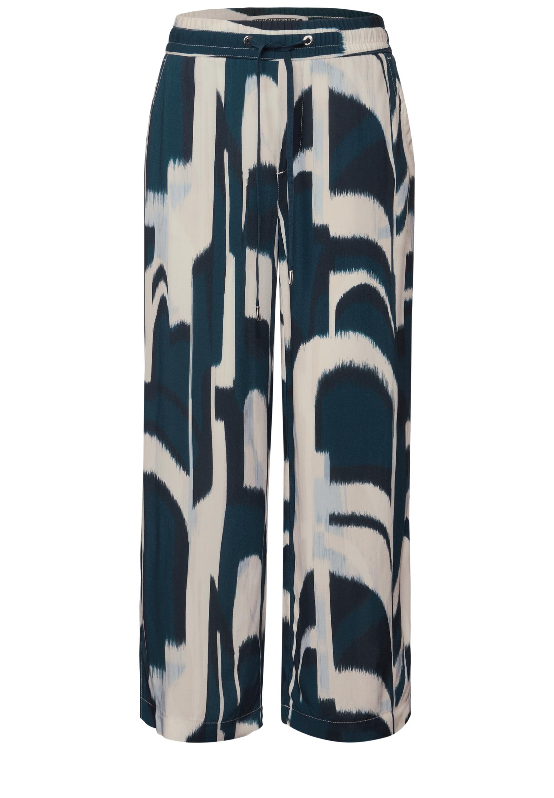 Gemusterte Wide Leg Hose 38/7/8 Hosen - Tide Blue