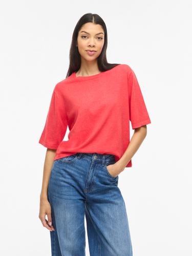 VIMALU O-NECK 2/4 KNIT TOP-NOOS XS Locker geschnitten - Hibiscus