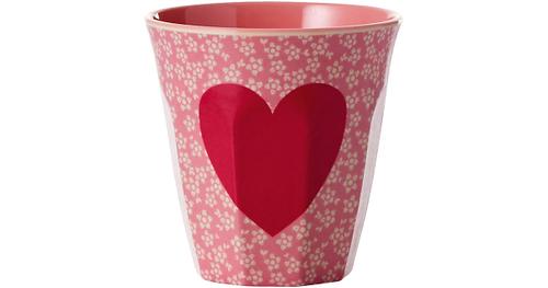 Melamin Trinkbecher "Heart Two Tone" H9 cm pink