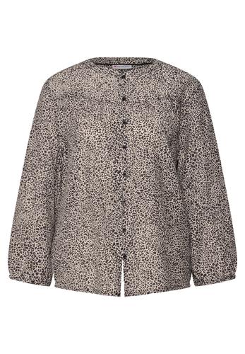 Strukturbluse mit Leo-Muster Beige 40