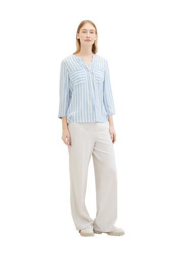 Bluse mit Streifenmuster 46 Regular Fit - Offwhite Blue Vertical Stripe
