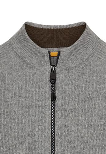 Strickjacke aus reiner Lammwolle XXL Regular Fit - Grey Melange