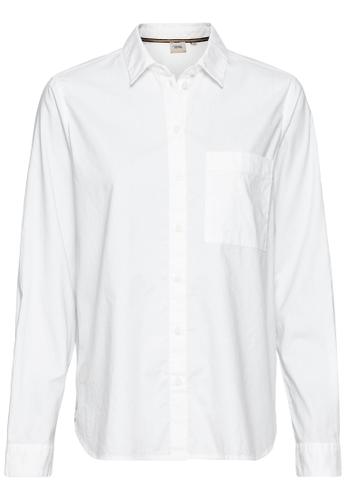 Langarm Bluse aus reiner Baumwolle S Regular Fit - Milk White