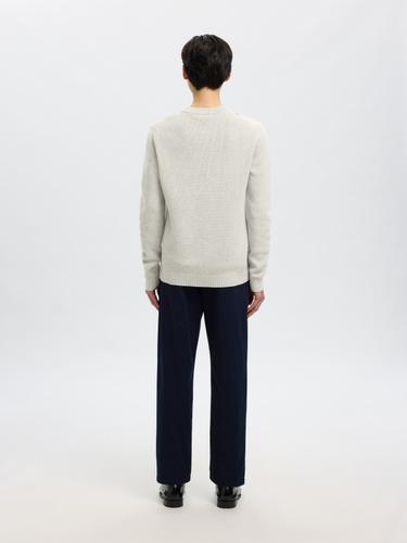 SLHDANE LS KNIT STRUCTURE CREW NECK NOOS L Normal geschnitten - Light Grey Melange