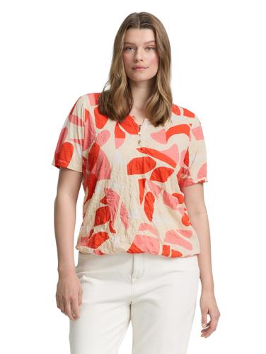 Plus Size - Crinkle T-Shirt mit Muster 48 Regular Fit - Red Dots And Shapes Design