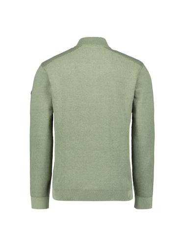 Pullover Half Zip Plated Structure Knit M Regular Fit - Light Moss