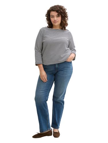 Plus Size - Langarmshirt mit Knopf-Details 54 Loose Fit - Offwhite Navy Regular Stripe