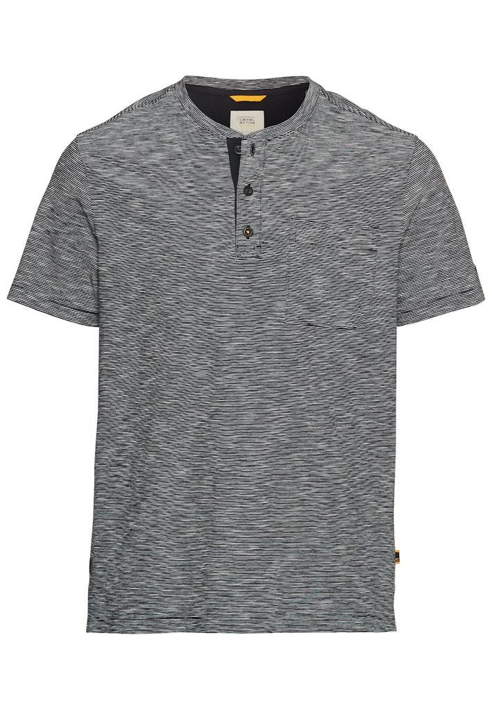 Kurzarm Henley aus reiner Baumwolle Blau M