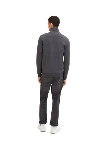 Sweatjacke mit Ziernaht M Regular Fit - Dark Grey Melange