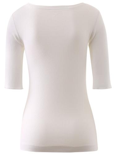 Rundhals-Shirt mit halben Ärmeln 34 - White