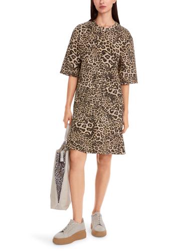 Kurzes Kleid mit Volant in Leo-Print 38 - Granola