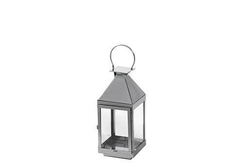 Laterne Villa Edelstahl poliert, Glas, mit Tragegriff und Rauchabzug 16x16x45cm