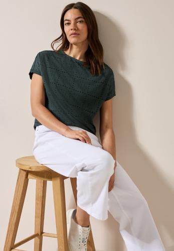T-Shirt mit Lochmuster L - Slate Khaki