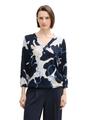 Crinkle Blusenshirt XL Loose Fit - Big Floral Shapes Design