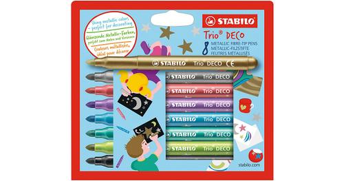 Metallic-Filzstifte Trio DECO, 8 Farben mehrfarbig