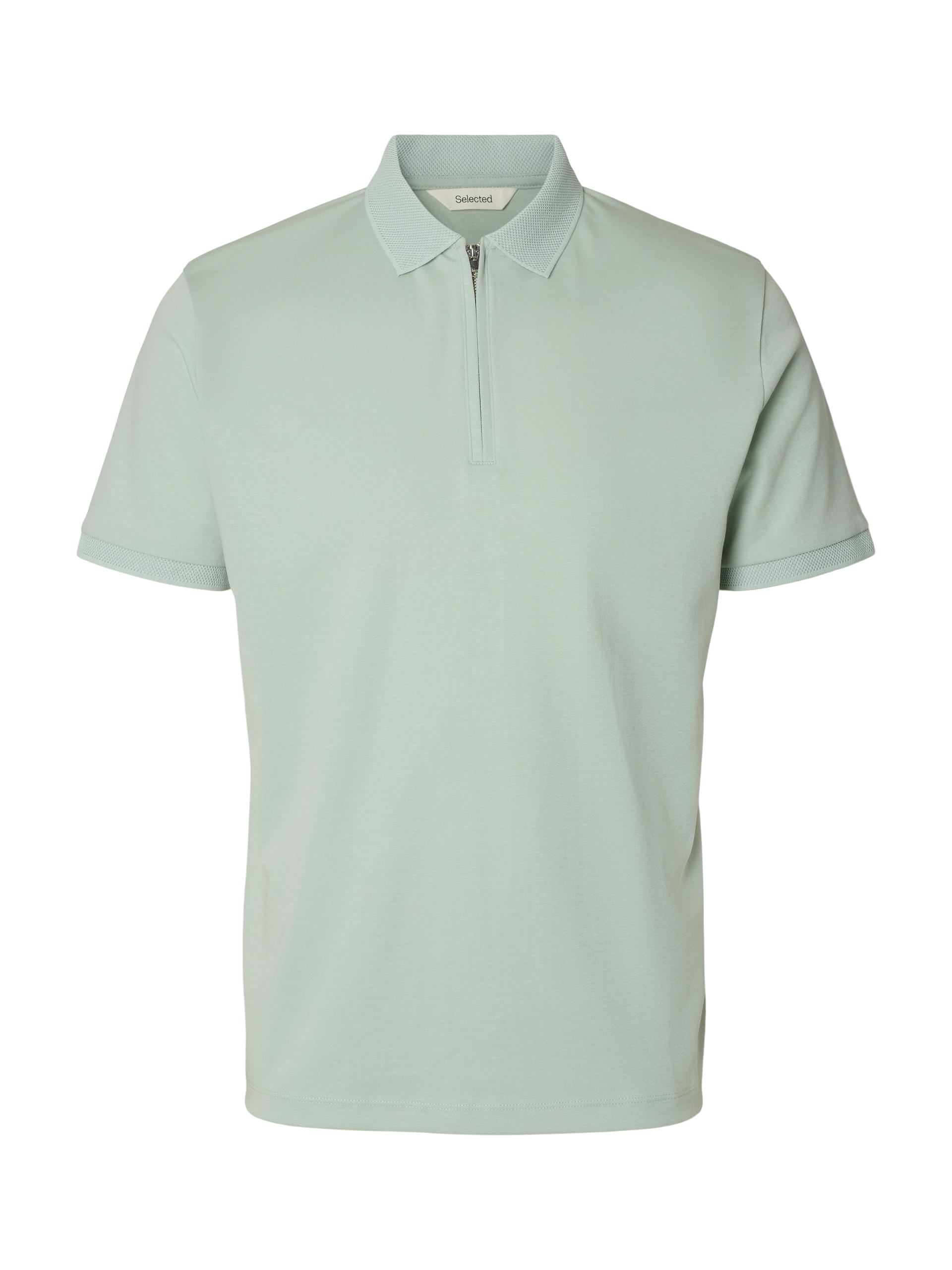 SLMFAVE ZIP SS POLO NOOS L Normal geschnitten - Aqua Gray