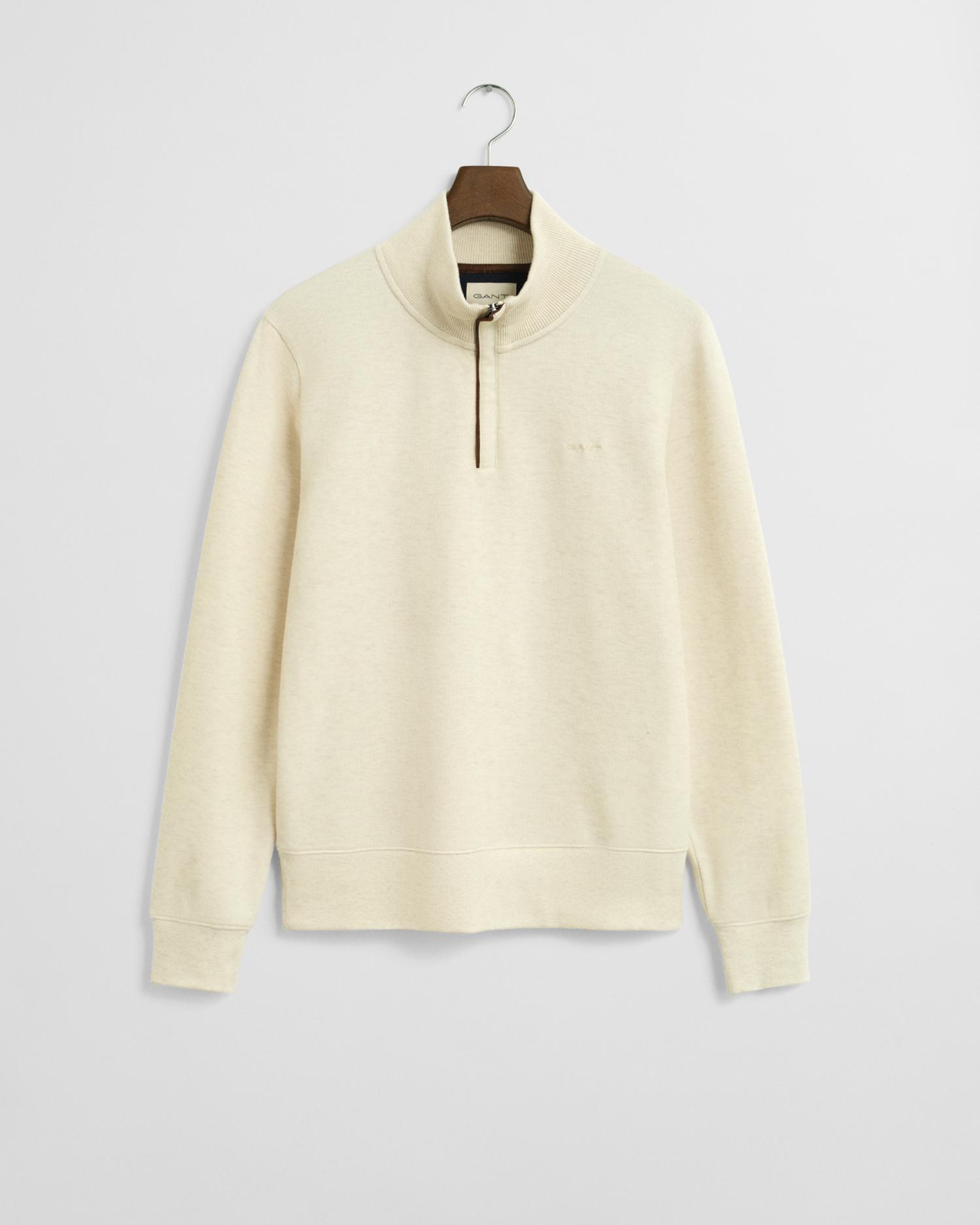 Sacker Rib Sweatshirt mit Reißverschlusskragen XXL - Cream
