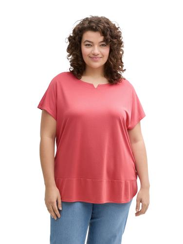 Plus Size - T-Shirt im Material-Mix 54 Regular Fit - Berry Red