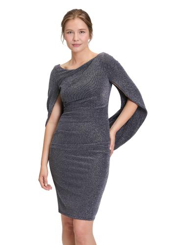 Cocktailkleid 40 Figurnah - Dunkelblau/grau