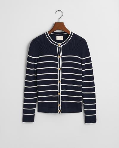 Gerippte Strickjacke mit Marinestreifen S - Evening Blue