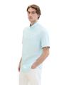 Chambray Kurzarmhemd XXXL Regular Fit - Turquoise White Structure