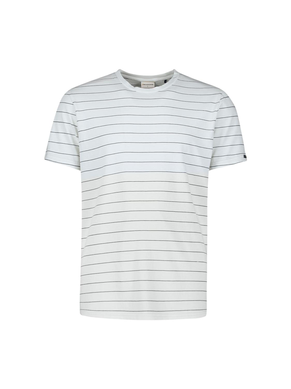 T-Shirt Crewneck Pin Stripe Garment Dyed L Regular Fit - Ice