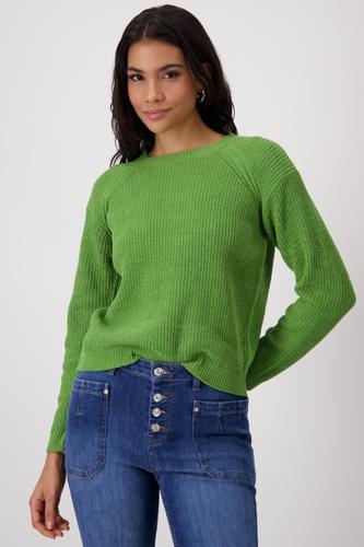 Strickpullover mit Perlfangmuster 42 - Avocado