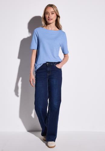 T-Shirt mit Struktur Blau 40