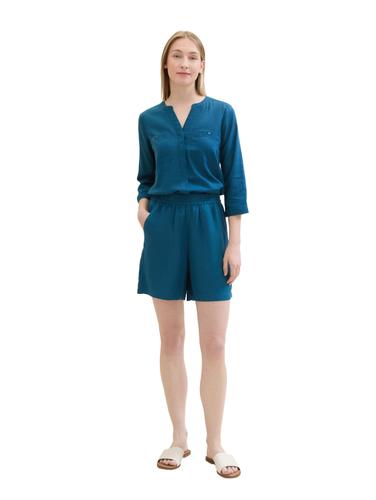 Bermuda mit Leinen 38 Loose Fit - Moss Blue