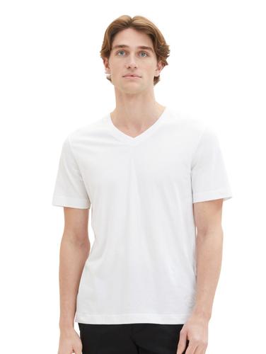 Basic T-Shirt im 2er-Pack mit V-Ausschnitt XL Regular Fit - White