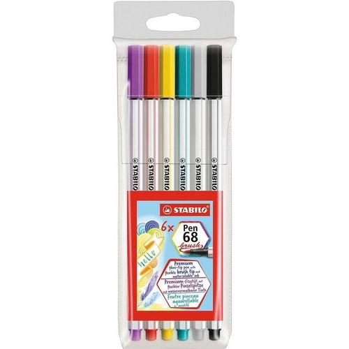 STABILO Filzstifte Pen 68 brush, 6 Farben