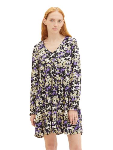 Mini Kleid mit Ballonärmeln XS Regular Fit - Lilac Green Flower Print