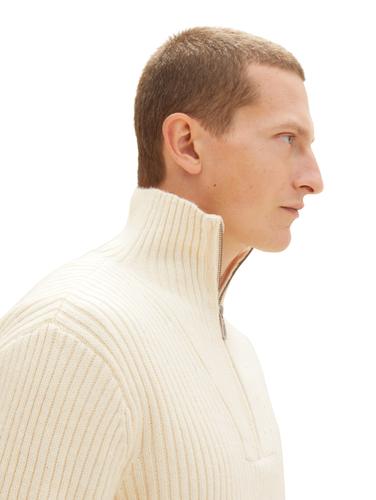 Troyer Strickpullover mit recyceltem Polyester XL Regular Fit - Vintage Beige