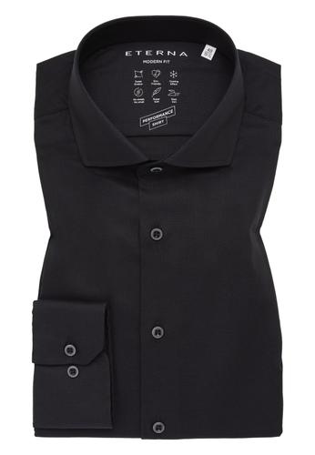 Performance Shirt Natté-Stretch Langarm 44/Langarm - 65cm MODERN FIT - Schwarz