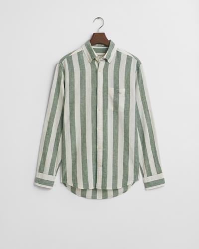 Regular Fit Hemd aus Baumwolle und Leinen mit Streifen XXL - Woody Green