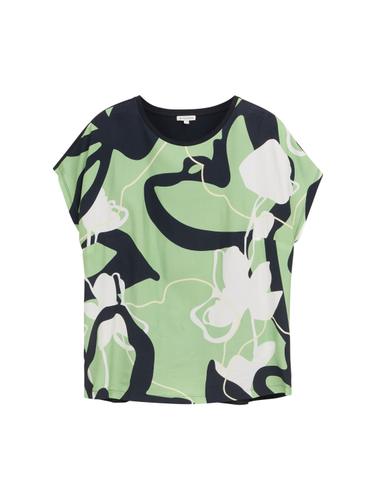 Plus Size - T-Shirt im Material-Mix 54 Regular Fit - True Green