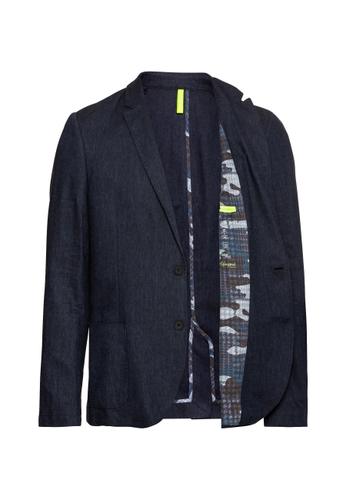Leinen Herringbone Sakko 26 - Dark Blue