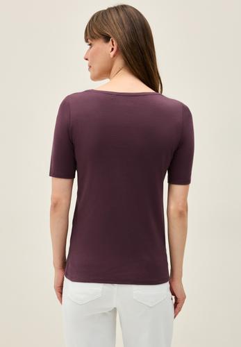 T-Shirt in Unifarbe L - Mulberry Red