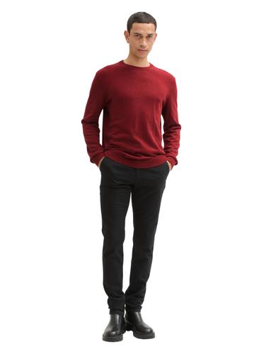Strickpullover mit recyceltem Kaschmir XXL Regular Fit - Burgundy Dark Red Melange